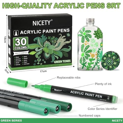 Marqueur acrylique Nicety 0,7mm vert pour verre bois toilecérame Siege de peinture acrylique