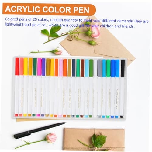 DIYEAH 25 Pièces Set de Feutres Acryliques Marqueurs Peinture Pratiques pour Enfants à Dessin et Coloriage Scène d'Art E