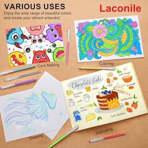 Laconile Stylos Gel Couleurs Adultes – Lot de 168 Paillettes Pastels Métalliques Neons – Dessin Coloriage Artisanat Scra