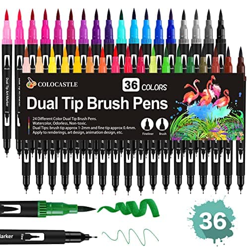 Stylo à aquarelle feutre coloriage 36 couleurs pour adulte mandala bullet journal calligraphie 0,4 mm 1-2 mm