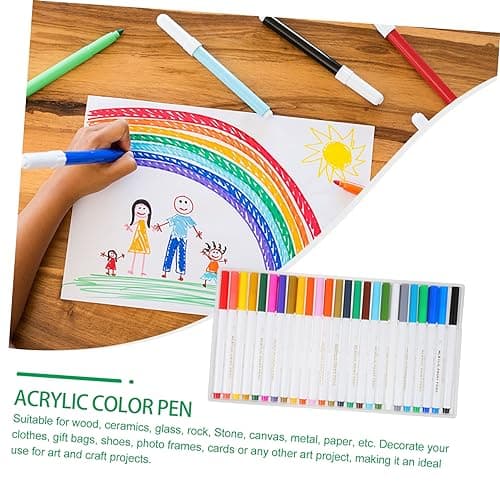 DIYEAH 25 Pièces Set de Feutres Acryliques Marqueurs Peinture Pratiques pour Enfants à Dessin et Coloriage Scène d'Art E
