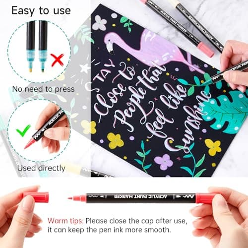 Feutre acrylique Shuttle Art 60 couleurs pour calligraphie et bricolage, Marqueurs sur céramique, toile et plastique - G