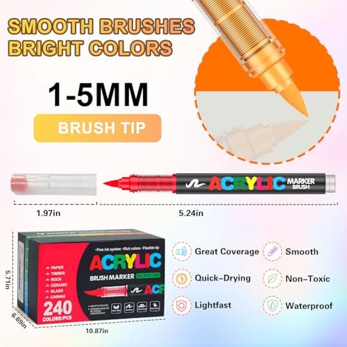 Gunsamg 240 Couleurs Acrylique Peinture pour le Rocker, Marqueur d'Acrylique Professionnel pour Artisanat et Découpage s