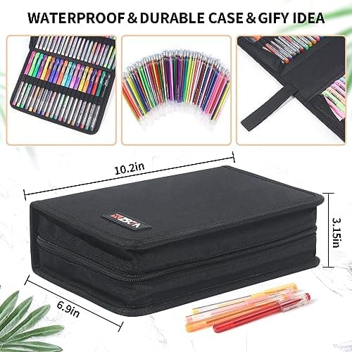 Stylos gel pour adultes + crayons d'artiste + récipients pour adultes | Lot de 202 stylos gel + 104 crayons d'artiste +