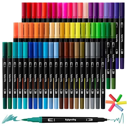 Marqueurs pinceaux à double pointe Eglyenlky - Coloriages adultes - Livres coloriage enfantsadultes - DessinJournal — 60 Colors-Black