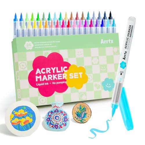 Arrtx Peintures Acryliques 36 Couleurs pour Pierre et Verre, Fournitures d'Art Étanches pour Loisirs Créatifs, Marqueurs