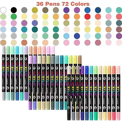 TrendGate 72 Couleurs Marqueur Acrylique Double Pointe Pinceau Pour Artiste Environnement Intérieur Exterieur