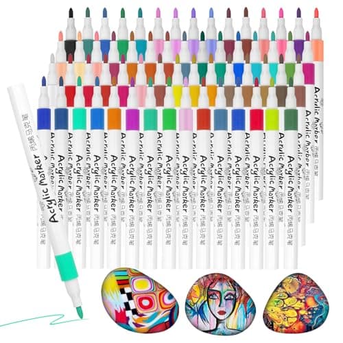 Marqueurs de Feutre Peinture Acrylique Nicety 60 Pièces pour Pierre, Toile, Verre - Feutres Acryliques Universels pour C