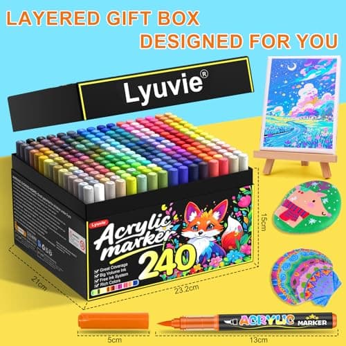 Marqueurs acryliques Lyuvie 240 couleurs pour peindre sur pierre, bois et tissu