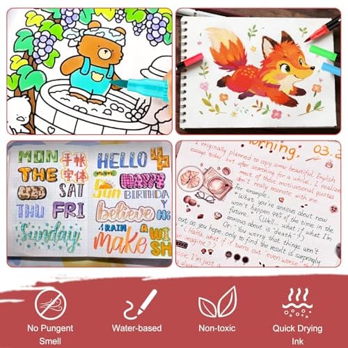 Gelanty Feutres Coloriage Adulte, 80 Stylos Double Pointe Aquarelle pour Adulte, Pinceaux Marqueurs de Qualité, Adaptés