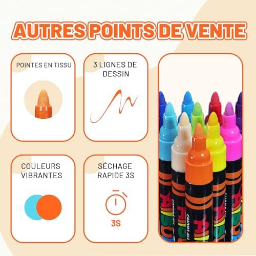 YPLUS Marqueurs Acryliques 8 Couleurs – Couleur pour Peindre et Colorier, Équipement de Dessin pour Enfants, Outils Arti