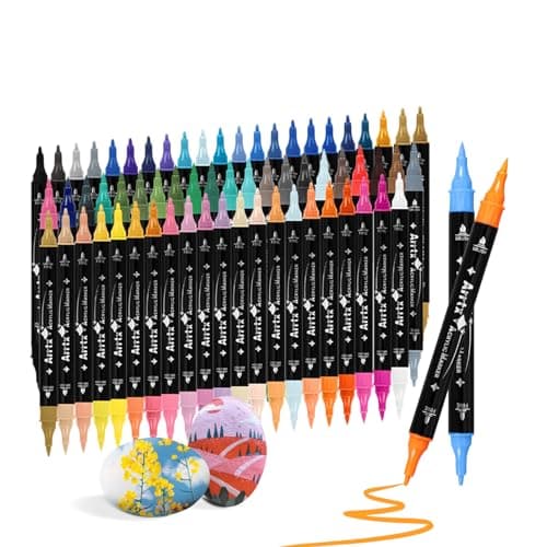 Marqueurs acryliques permanents Arrtx 32 couleurs Pointe pinceau et pointe fine Peinture sur pierre, céramique, bois, mé — Couleur 64