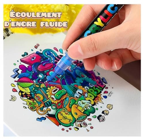 FyBAPRO Acryliques pour Adultes - 24 Couleurs Marqueurs Pinceau en Acrylique pour Coloriage, Calligraphie, DIY et Art su