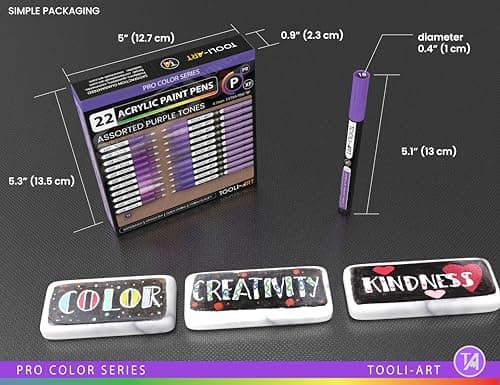 Marqueurs acryliques Lot de 22 - Pointe 0,7 mm - Non toxiques - Séchage à l'air libre - Idéaux pour peinture sur pierre,