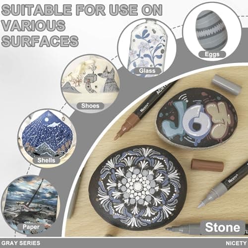 Nicety 0,7 mm Acrylic Paint Marker Verre Bois Toile Céramique Gris