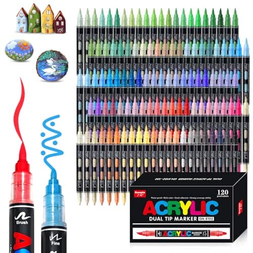 Marqueur VAKKI acrylique 36 couleurs, peinture liquide pour adultes, idéal pour pierre, calligraphie, bois, toile et ver — 120