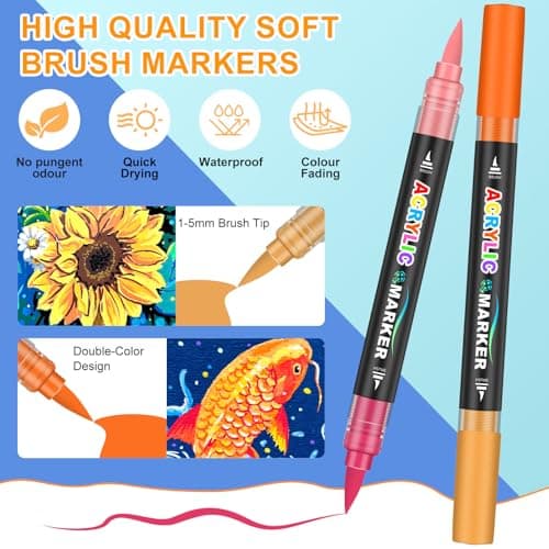 Lyuvie 220 Couleurs Feutre Acrylique, Acrylique Paint Marker Marqueur Peinture, pour Artistes et Artistes Débutants, Art