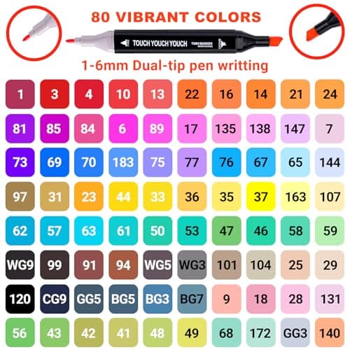 80 Couleurs Feutres Coloriage Adulte Twinmarkers, Portable avec Base et Sac, Idéal pour Dessin Professionnels Écriture e