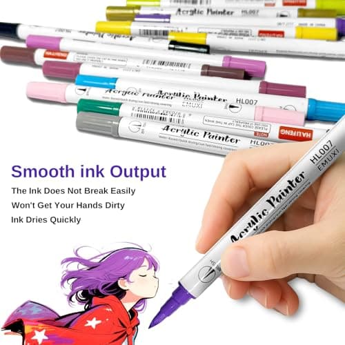 IBOPUXIU Feutres Acryliques Double Pointe 24 Couleurs Marqueurs pour Divers Users et Scènes - Peinture sur Verre, Bois,