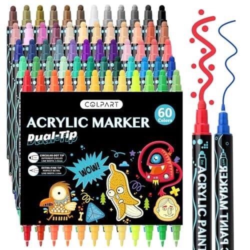 Marqueurs acryliques Colpart pour lettrage - marqueur peinture acrylique Colpart pour fabrication de cartes, peinture su — 60 colors