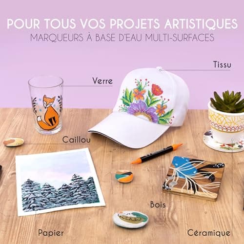Feutres Acrylique Zenacolor Double Pointe 24 Couleurs Œuvres d'Art Surfaces Diverses