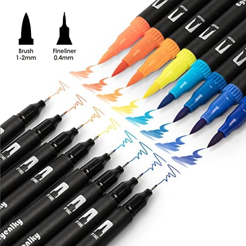 Marqueurs pinceaux à double pointe Eglyenlky - Coloriages adultes - Livres coloriage enfantsadultes - DessinJournal