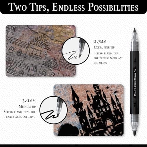 Pinturale Arts Feutre Acrylique Noir Lot de 4 | Marqueur Acrylique Noir Double Pointe Fine 0,7mm 3mm | Pour Bois Verre P