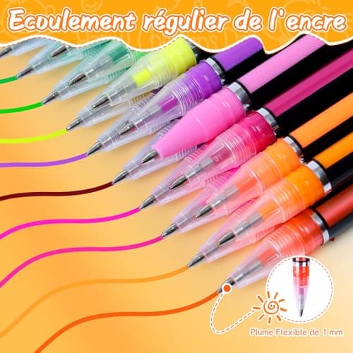 Joyoldelf 48 Stylo Gel Pailleté Métallique pour Enfants et Adultes - Paillettes Néon Pastel, Parfait Pour Peinture et Li