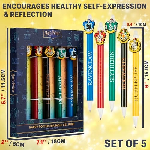 Stylos Harry Potter Effaçables Gel Kawaii pour Enfant Scolarité Encre Bleue (Lot de 5)