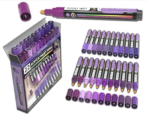 TOOLI-ART Skin Pro Color Series Lot de 22 marqueurs acryliques - Pointe extra fine - Non toxiques - Idéaux pour peinture — violet