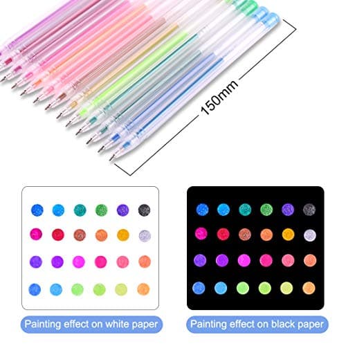 Gurkkst Ensemble de 48 Stylos à Encre Gel de Couleur Gel Paillettespour Adultes - Peinture, Écriture et Coloriage - 12 M