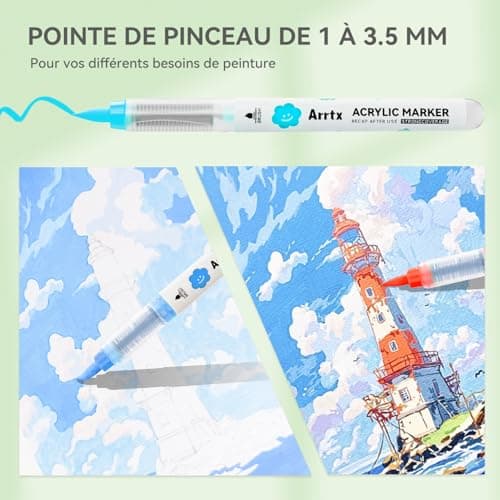 Arrtx Peintures Acryliques 36 Couleurs pour Pierre et Verre, Fournitures d'Art Étanches pour Loisirs Créatifs, Marqueurs