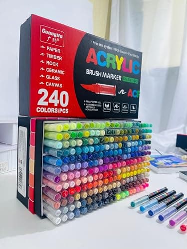 Guangna feutres acryliques 240 pour dessin sur verre et bois, encre opac superposable, cahier de coloriage flexible, par