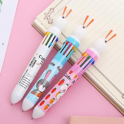 NUOBESTY Stylos À Bille Kawaii 3 Ensembles 6 Pièces pour Enfants Effaçables Portatifs 3 Couleurs * 10