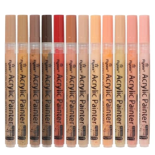 Marqueurs de peinture acrylique Feutres acryliques Couleurs de peaux 0,7 mm pour peinture sur mur toile Pierre Bois et p