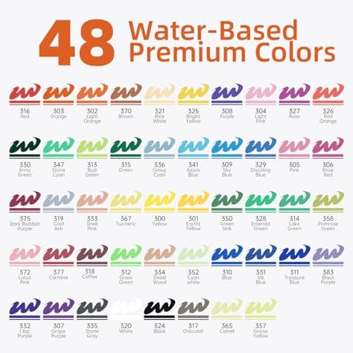 GC QUILL Marqueurs Acryliques à 48 Couleurs – Feutres Pinceau Adulte pour Artiste – DIY et Coloriage – GC-AM48
