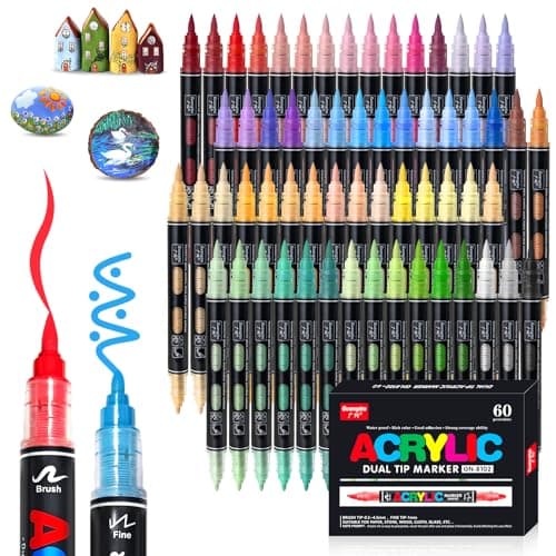 Marqueur VAKKI acrylique 36 couleurs, peinture liquide pour adultes, idéal pour pierre, calligraphie, bois, toile et ver — 60