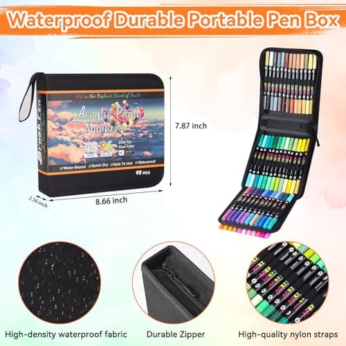 TrendGate 96 Couleurs Feutres Acrylique Marqueur pour Artisans et Artistes, Dessin, Peinture sur divers matériaux, Kit c