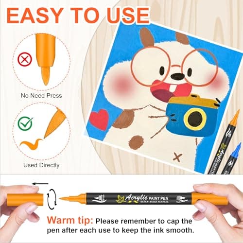 NICETY Marqueur Peinture Acrylique 128 Pcs - Peinture Stylo Acrylique pour Bois, Toile, Verre, Céramique - Double Pointe