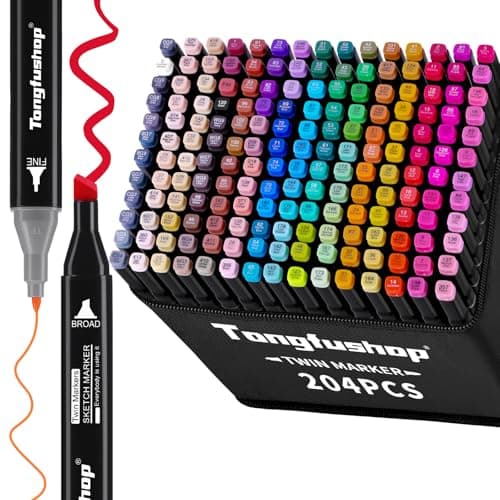 Marqueurs à alcool Tongfushop 204+2 couleurs, feutres coloriage adultes, permanents pour art esquisse