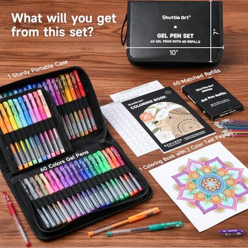 Shuttle Art Stylo Gel Couleur Métallique Neon Pastel Classique Paillettes 120 Pièces Global Recycled Standard