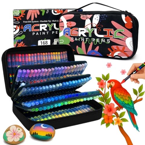 Mockredn 120 Marqueurs Acryliques pour Artisanat - Non Toxiques, Idéaux pour Peinture sur Toutes Surfaces, Offert dans u — black