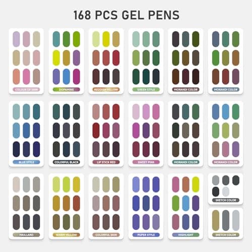 TrendGate - Stylos Gel Set 168 Pièces Pointe Fine 0,5 mm Couleurs 162 - Pour Adultes et Enfants - Coloriage Adultes Écri