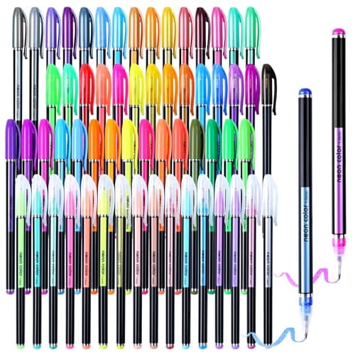 Joyoldelf 48 Stylo Gel Pailleté Métallique pour Enfants et Adultes - Paillettes Néon Pastel, Parfait Pour Peinture et Li — 60