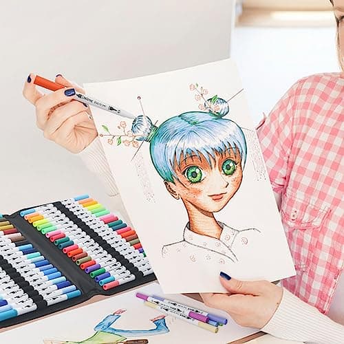 Pinceau à double pointe ZSCM, 160 couleurs permanents pour coloriage et calligraphie.