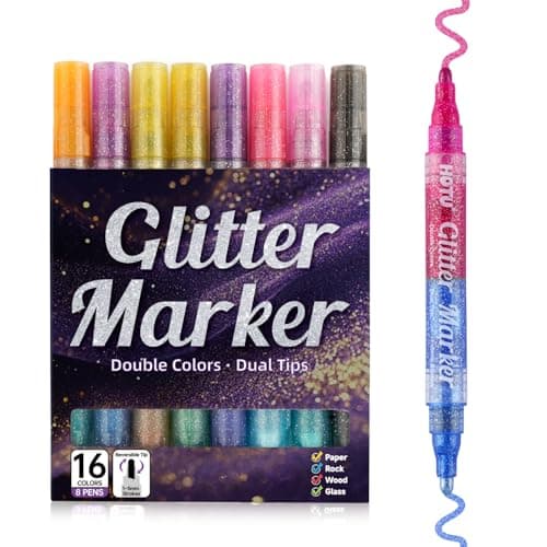 HOTU Feutres À Paillettes Imperméables 12 Marqueurs Acryliques Pour Art Sur Pierre, Céramique, Bois, Tissu, Scrapbooking — 16 colors