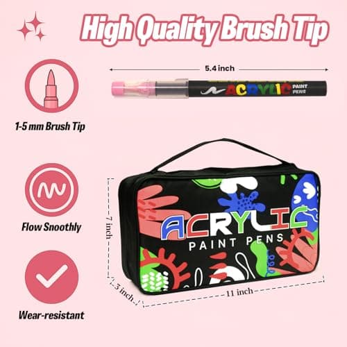 Mockredn 120 Marqueurs Acryliques pour Artisanat - Non Toxiques, Idéaux pour Peinture sur Toutes Surfaces, Offert dans u