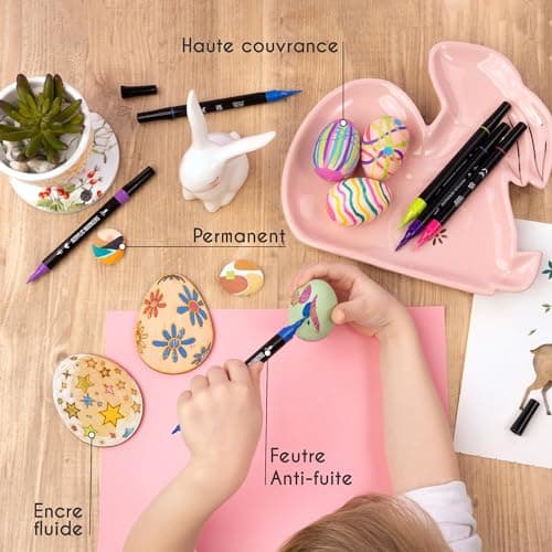 Feutres Acrylique Zenacolor Double Pointe 24 Couleurs Œuvres d'Art Surfaces Diverses
