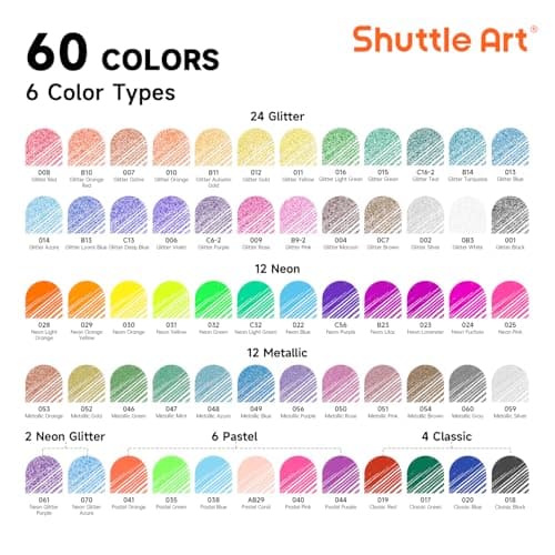 Shuttle Art Stylo Gel Couleur Métallique Neon Pastel Classique Paillettes 120 Pièces Global Recycled Standard