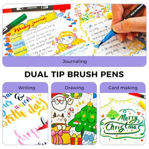 Feutre Coloriage Adulte Artecho, 120 Couleurs Double Pointe pour Dessin et Calligraphie, idéal pour Mandalas, Manga et D